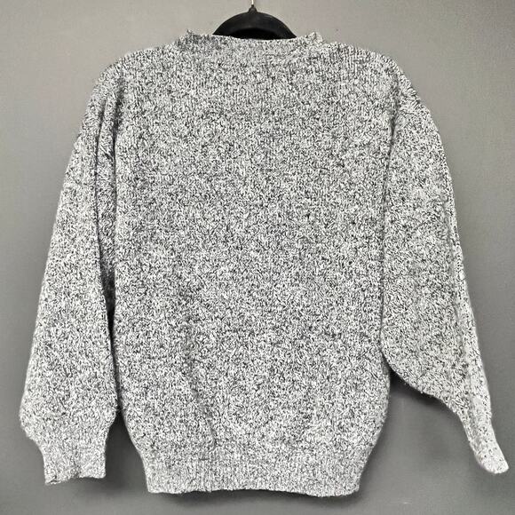 Vintage S/M Women's College Point 1980s graphic knit crew neck sweater Gray Red - Picture 2 of 3